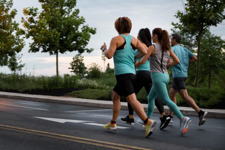 mulheres praticando corrida de rua